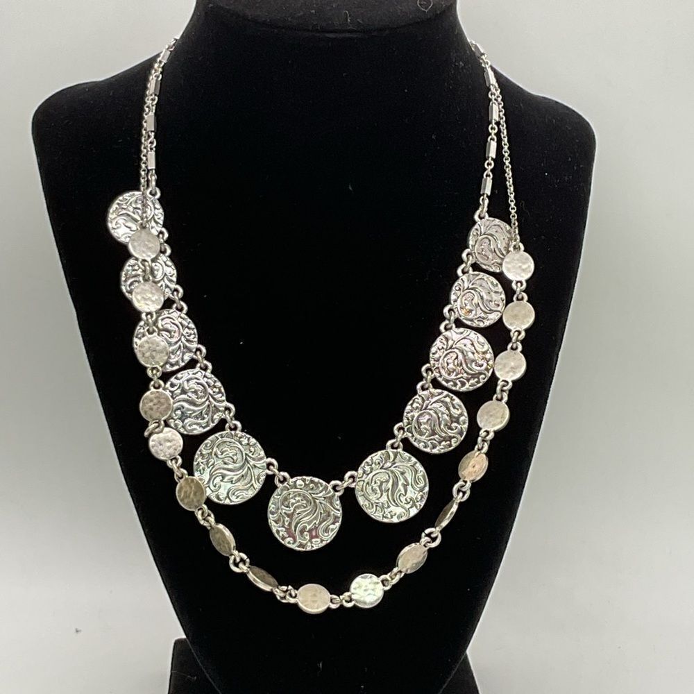 NWT Lucky Brand Reversible Double Strand Silver Toned Necklace